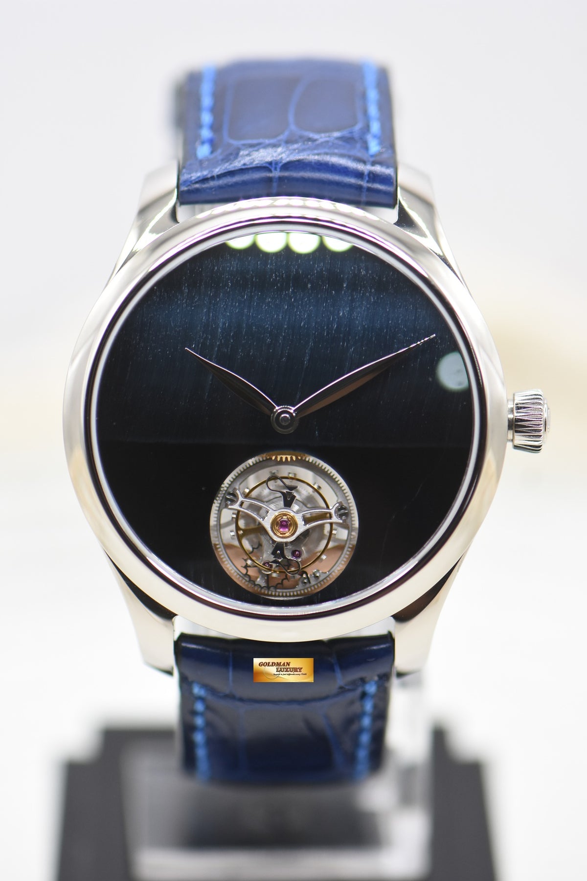 H MOSER & CIE ENDEAVOUR TOURBILLION 40mm WHITE GOLD IN LEATHER STRAP FALCON EYE DIAL 1804-0222 (NEW-UNWORN)