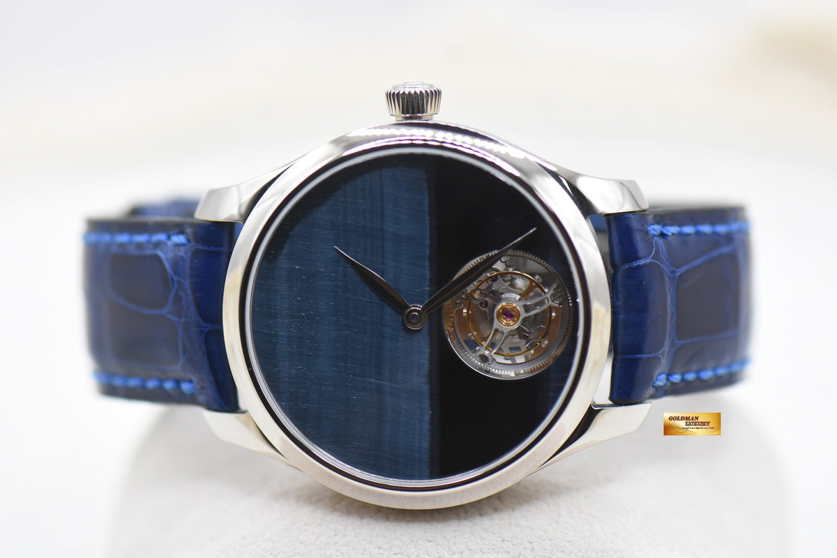 H MOSER & CIE ENDEAVOUR TOURBILLION 40mm WHITE GOLD IN LEATHER STRAP FALCON EYE DIAL 1804-0222 (NEW-UNWORN)