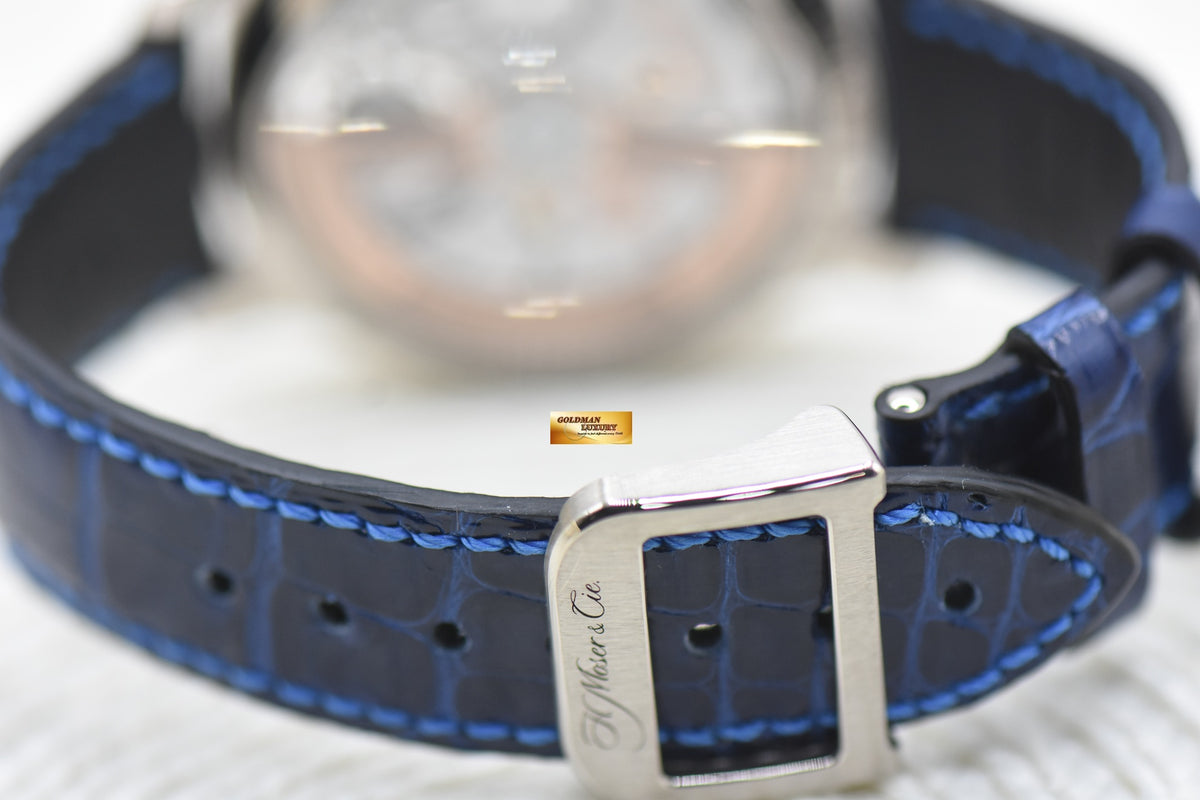 H MOSER & CIE ENDEAVOUR TOURBILLION 40mm WHITE GOLD IN LEATHER STRAP FALCON EYE DIAL 1804-0222 (NEW-UNWORN)