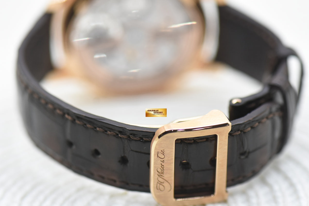 H MOSER & CIE ENDEAVOUR TOURBILLION 40mm ROSE GOLD IN LEATHER STRAP OX’s EYE DIAL 1804-0222 (NEW-UNWORN)