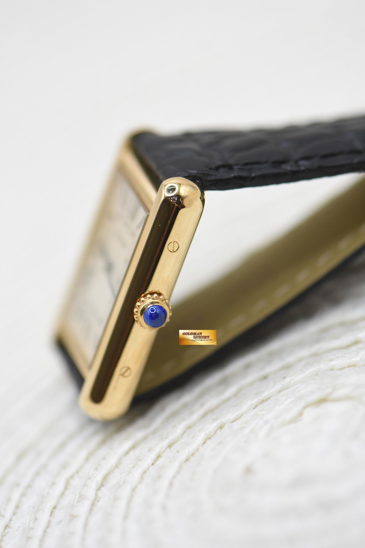 CARTIER TANK SOLO LADIES YELLOW GOLD IN LEATHER STRAP QUARTZ W5200002 (MINT)