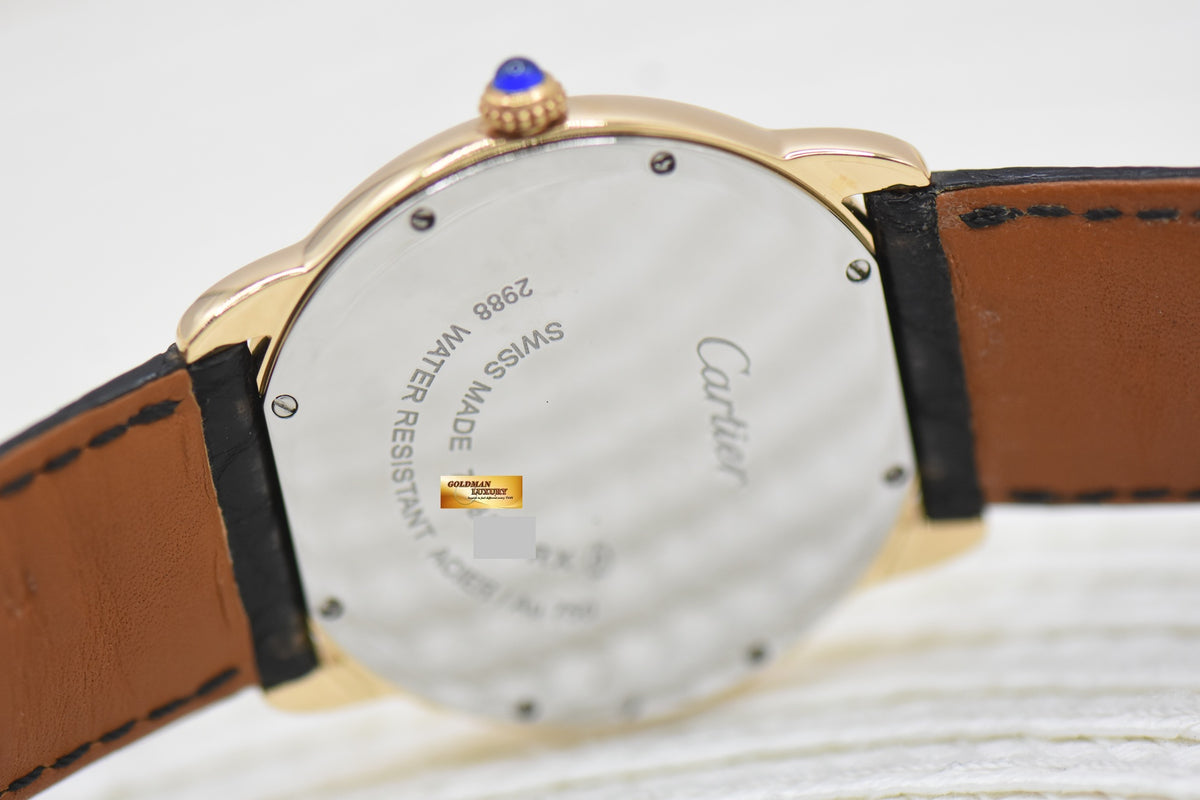 CARTIER RONDE SOLO 36mm YELLOW GOLD IN LEATHER STRAP QUARTZ W6700455 (MINT)
