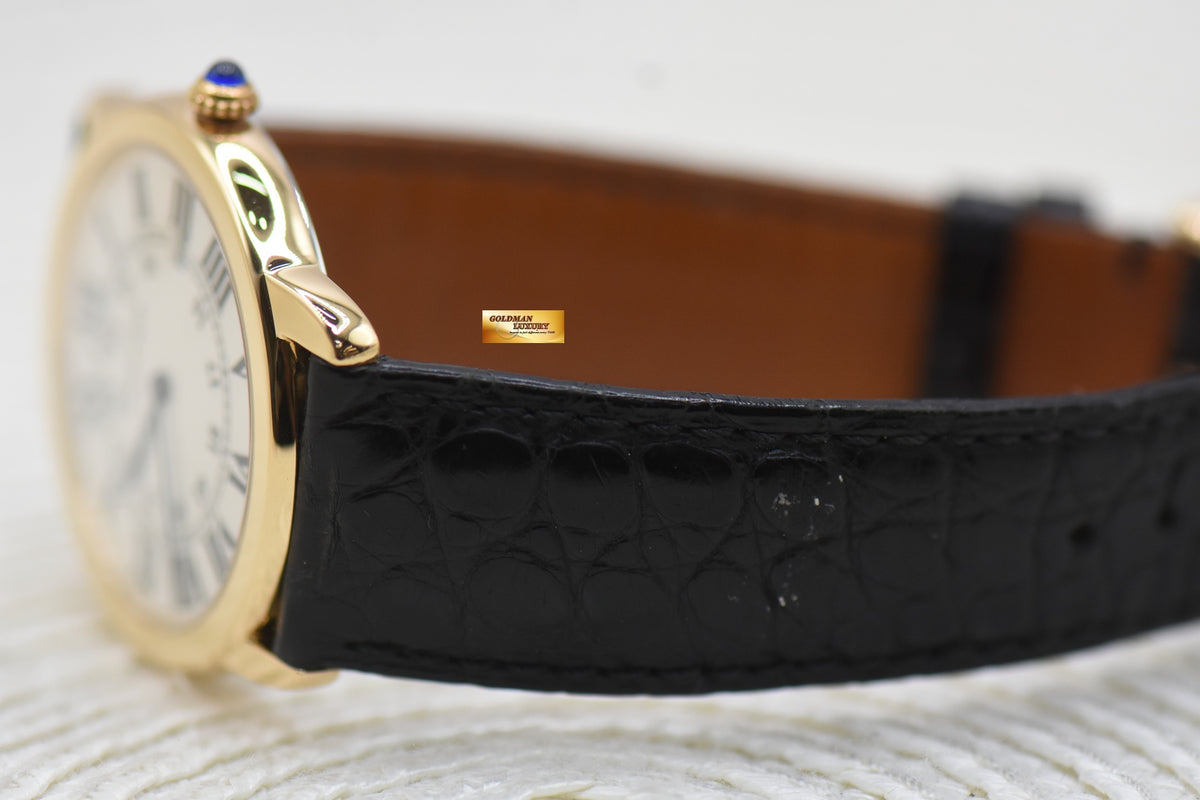 CARTIER RONDE SOLO 36mm YELLOW GOLD IN LEATHER STRAP QUARTZ W6700455 (MINT)