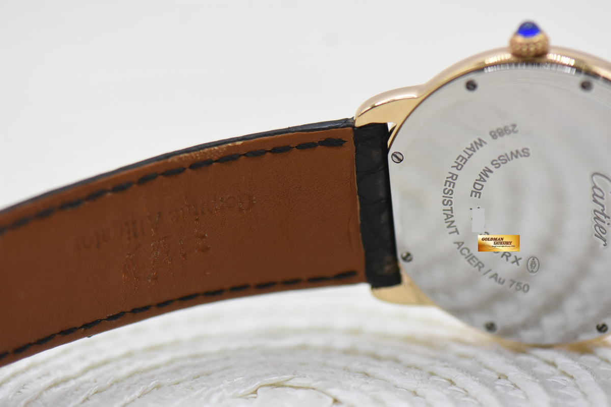 CARTIER RONDE SOLO 36mm YELLOW GOLD IN LEATHER STRAP QUARTZ W6700455 (MINT)