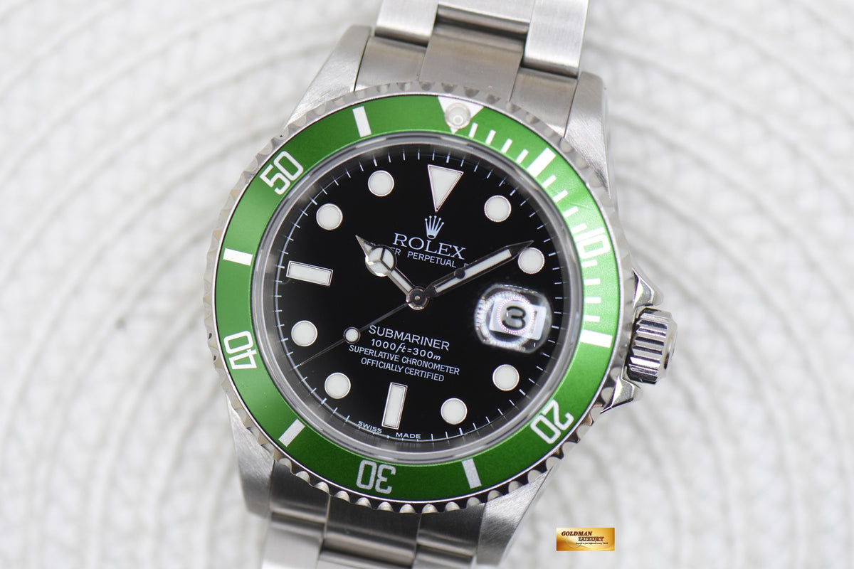 [SOLD] ROLEX OYSTER SUBMARINER FLAT 4 KERMIT 40mm BLACK 16610LV (LNIB) (COLLECTOR’S PIECE)