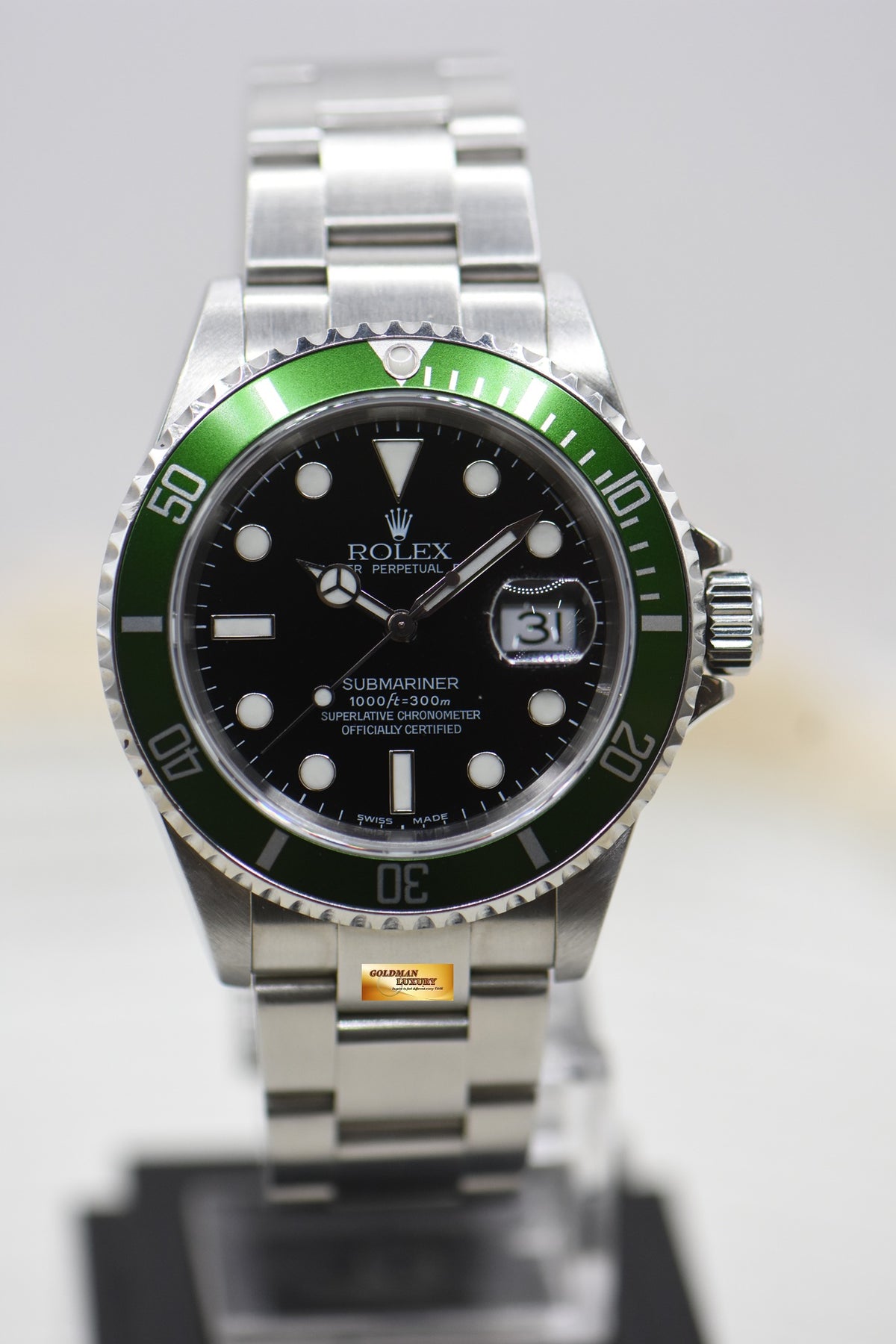 [SOLD] ROLEX OYSTER SUBMARINER FLAT 4 KERMIT 40mm BLACK 16610LV (LNIB) (COLLECTOR’S PIECE)