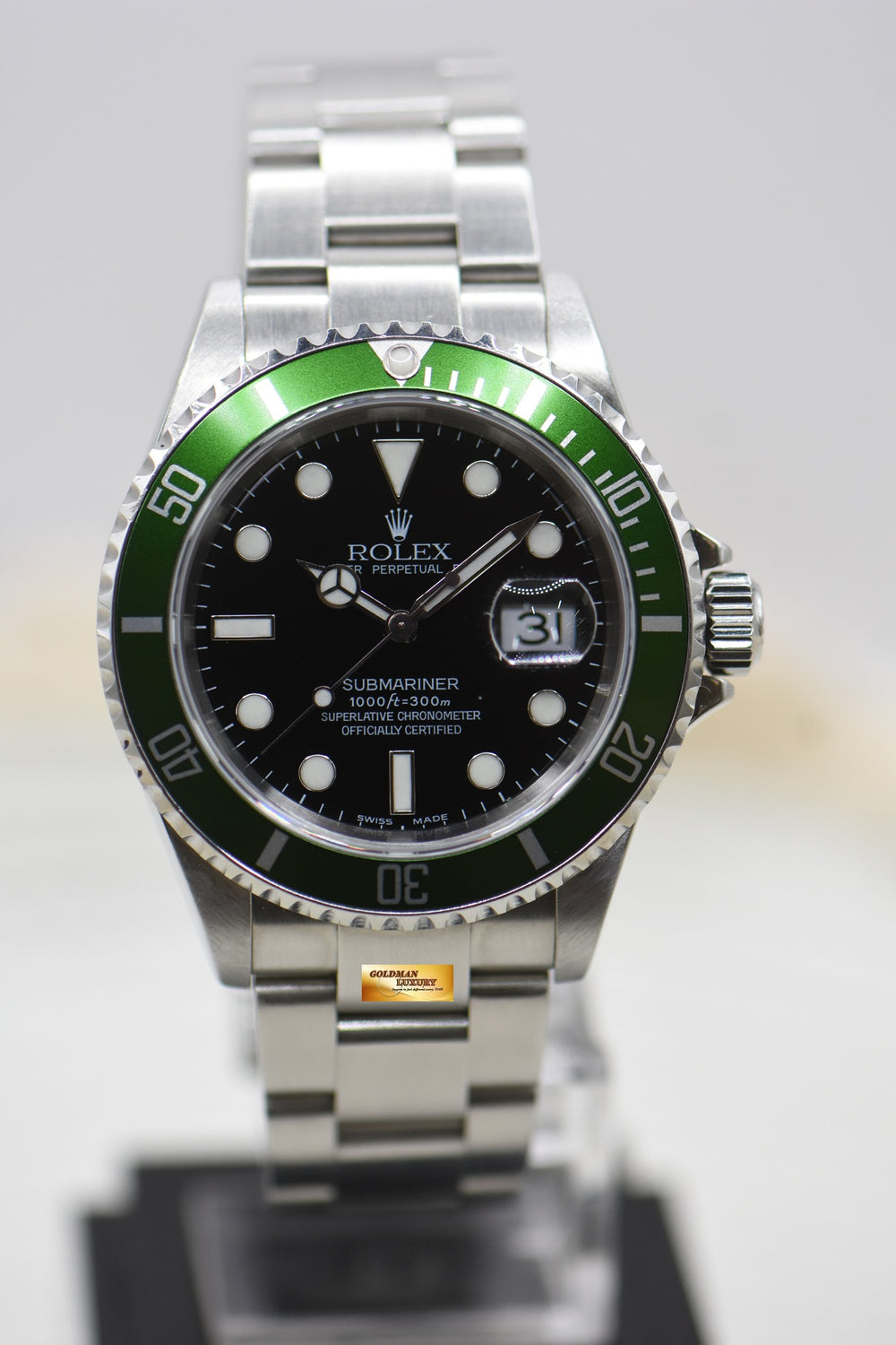 ROLEX OYSTER SUBMARINER FLAT 4 KERMIT 40mm BLACK 16610LV (LNIB) (COLLECTOR’S PIECE)