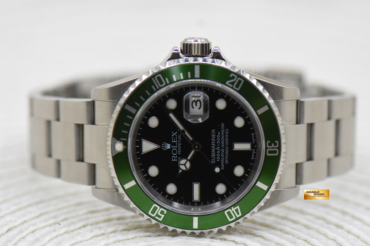 [SOLD] ROLEX OYSTER SUBMARINER FLAT 4 KERMIT 40mm BLACK 16610LV (LNIB) (COLLECTOR’S PIECE)