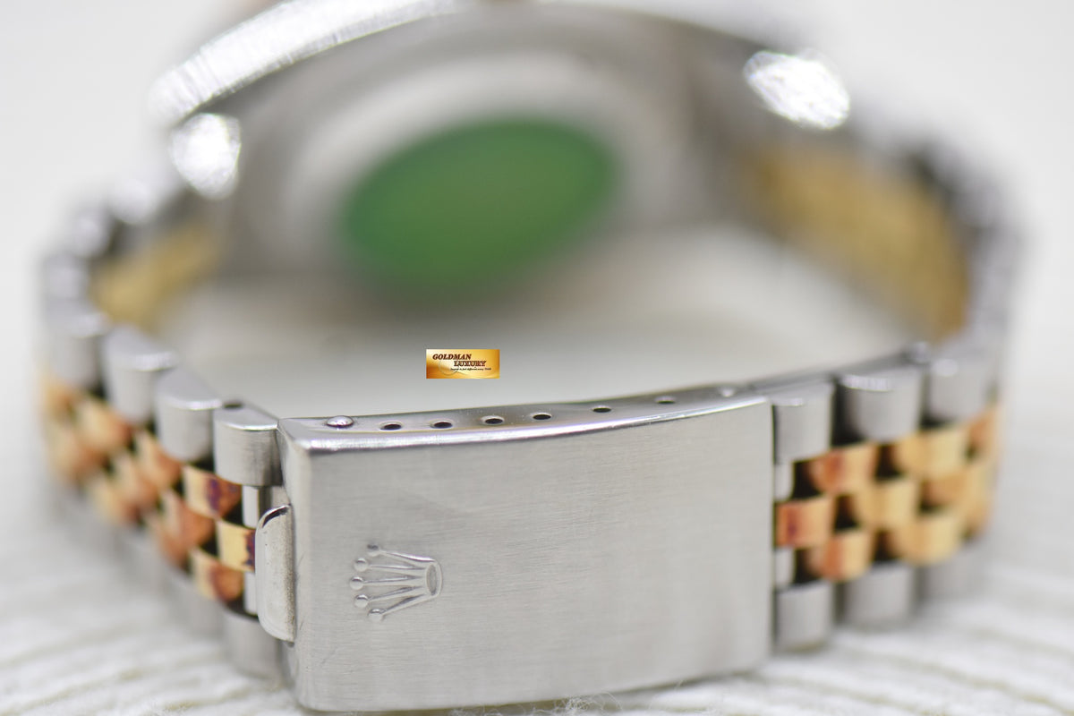 [SOLD] ROLEX OYSTER DATEJUST “THUNDERBIRD” 36mm HALF-GOLD JUBILEE BRACELET GOLD LINEN DIAL TURN-O-GRAPH BEZEL 16263 (MINT)