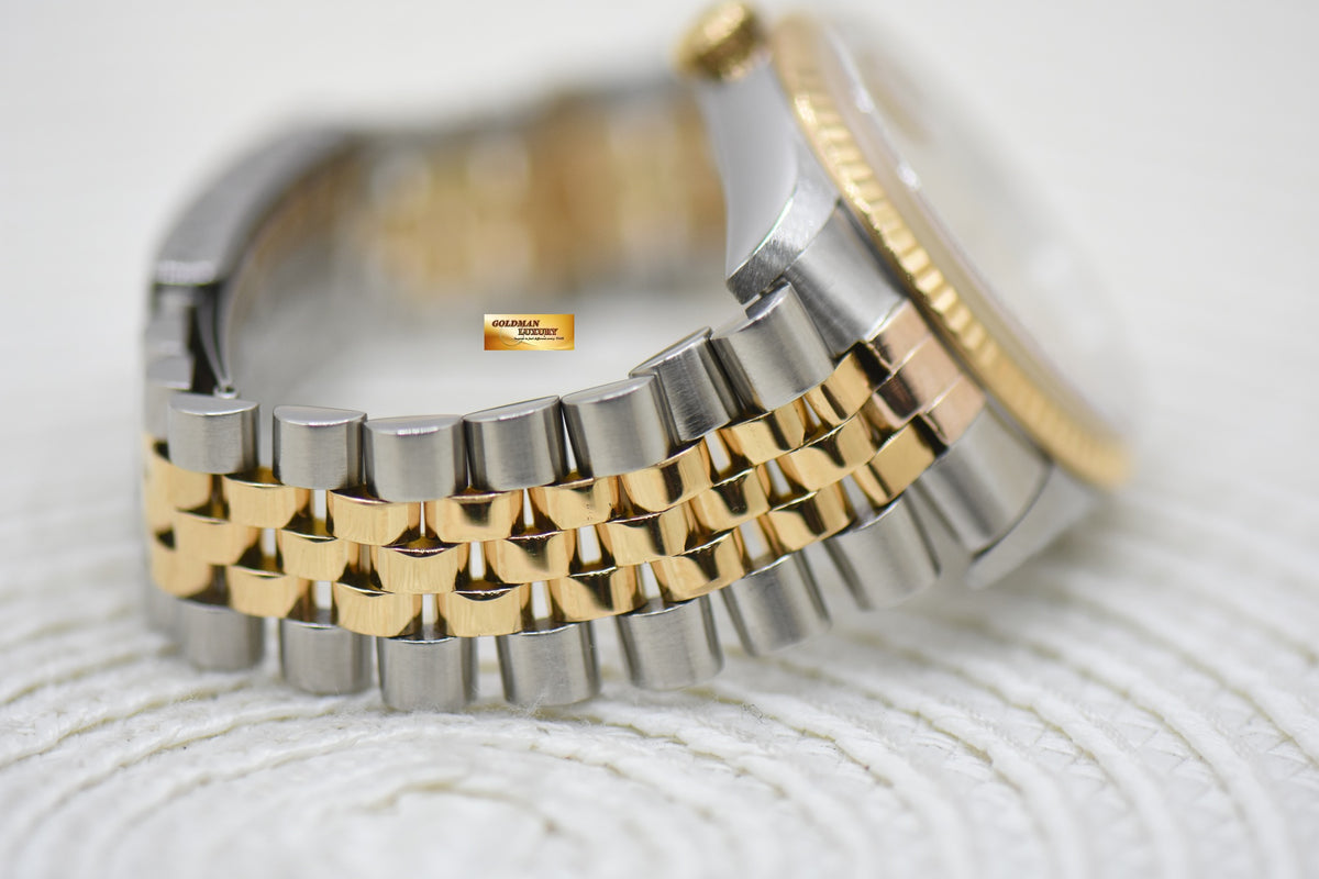 [SOLD] ROLEX OYSTER DATEJUST 36mm HALF-GOLD JUBILEE BRACELET GOLD TAPESTRY DIAL 16233 (MINT)