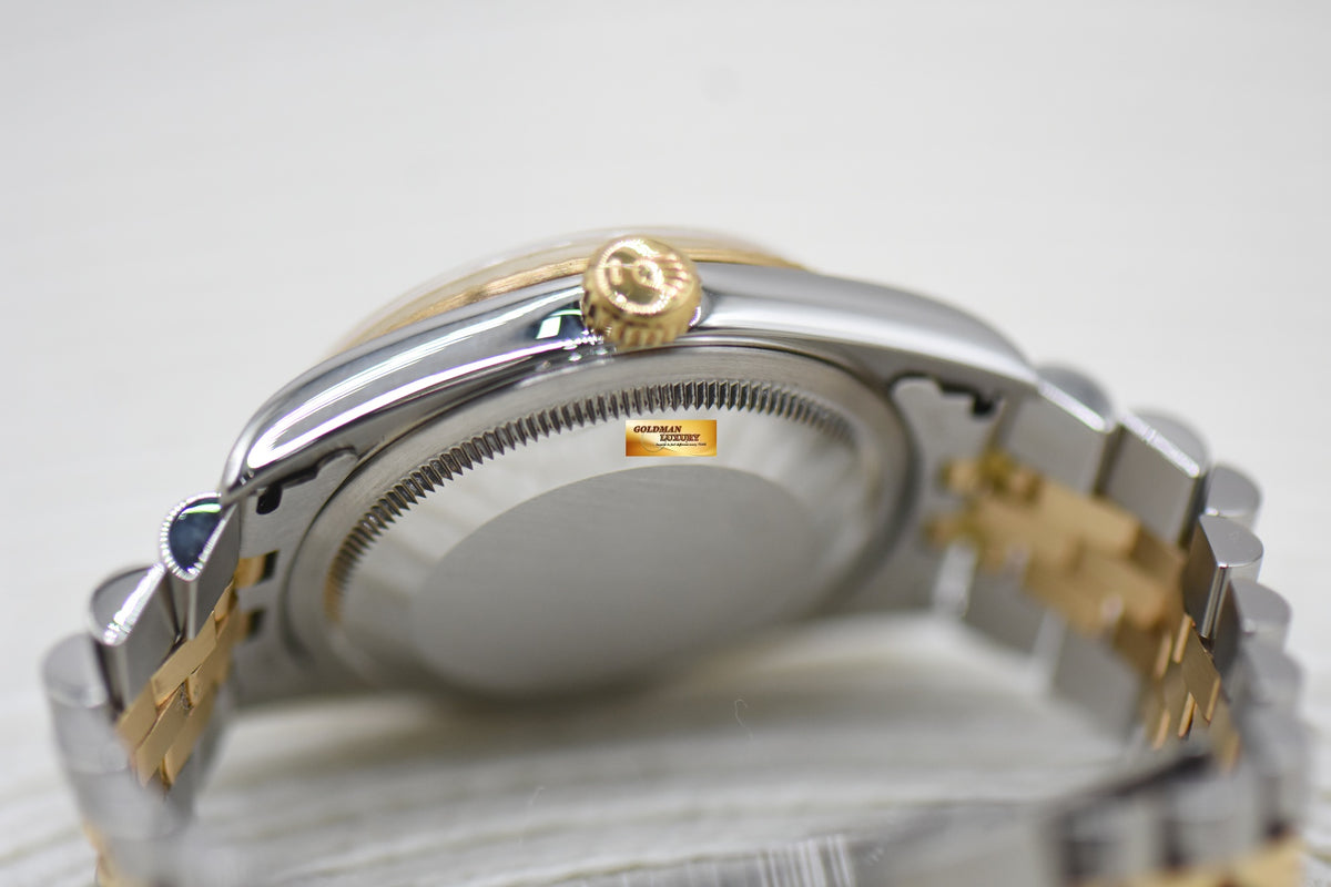 [SOLD] ROLEX OYSTER DATEJUST 36mm HALF-GOLD JUBILEE BRACELET GOLD TAPESTRY DIAL 16233 (MINT)