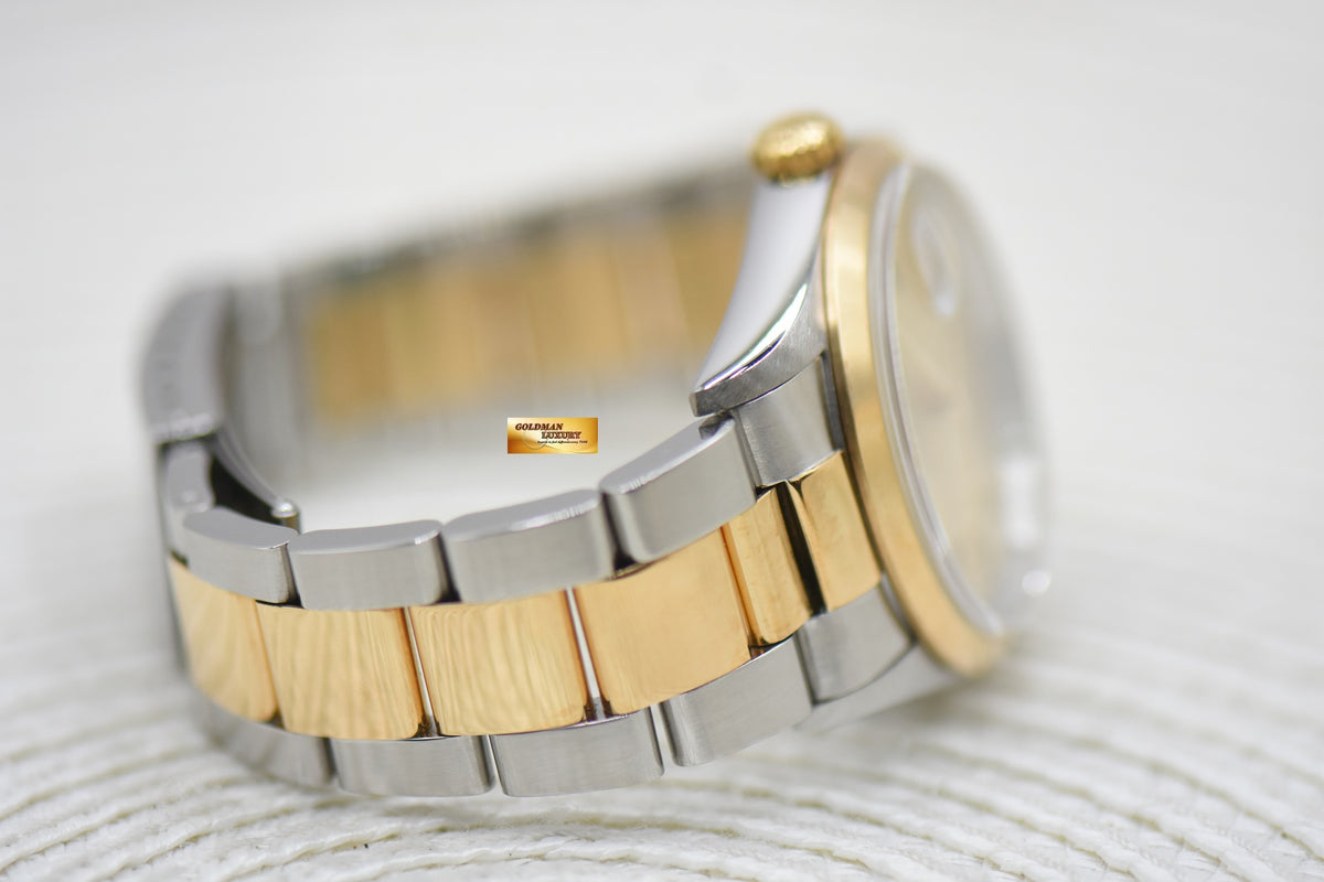 [SOLD] ROLEX OYSTER DATEJUST 36mm HALF-GOLD IN OYSTER BRACELET GOLD DIAL 16203 (MINT)