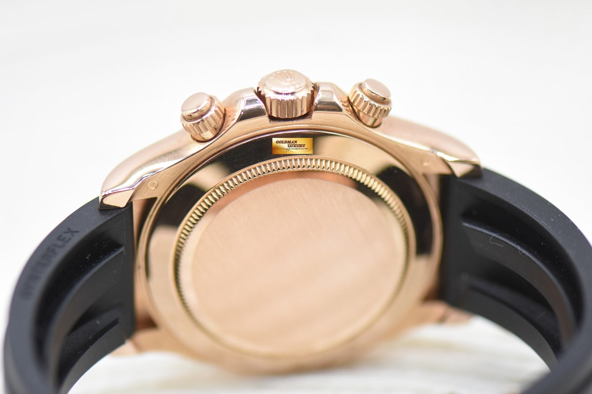 [SOLD] ROLEX OYSTER PERPETUAL DAYTONA EVEROSE GOLD IN RUBBER STRAP BROWN ARABIC DIAL 116515 (MINT)