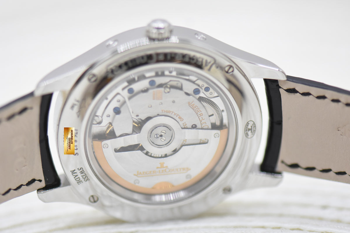 JLC MASTER CONTROL CALENDAR MOONPHASE 40mm STEEL IN LEATHER STRAP AUTOMATIC Q1558420 (MINT)