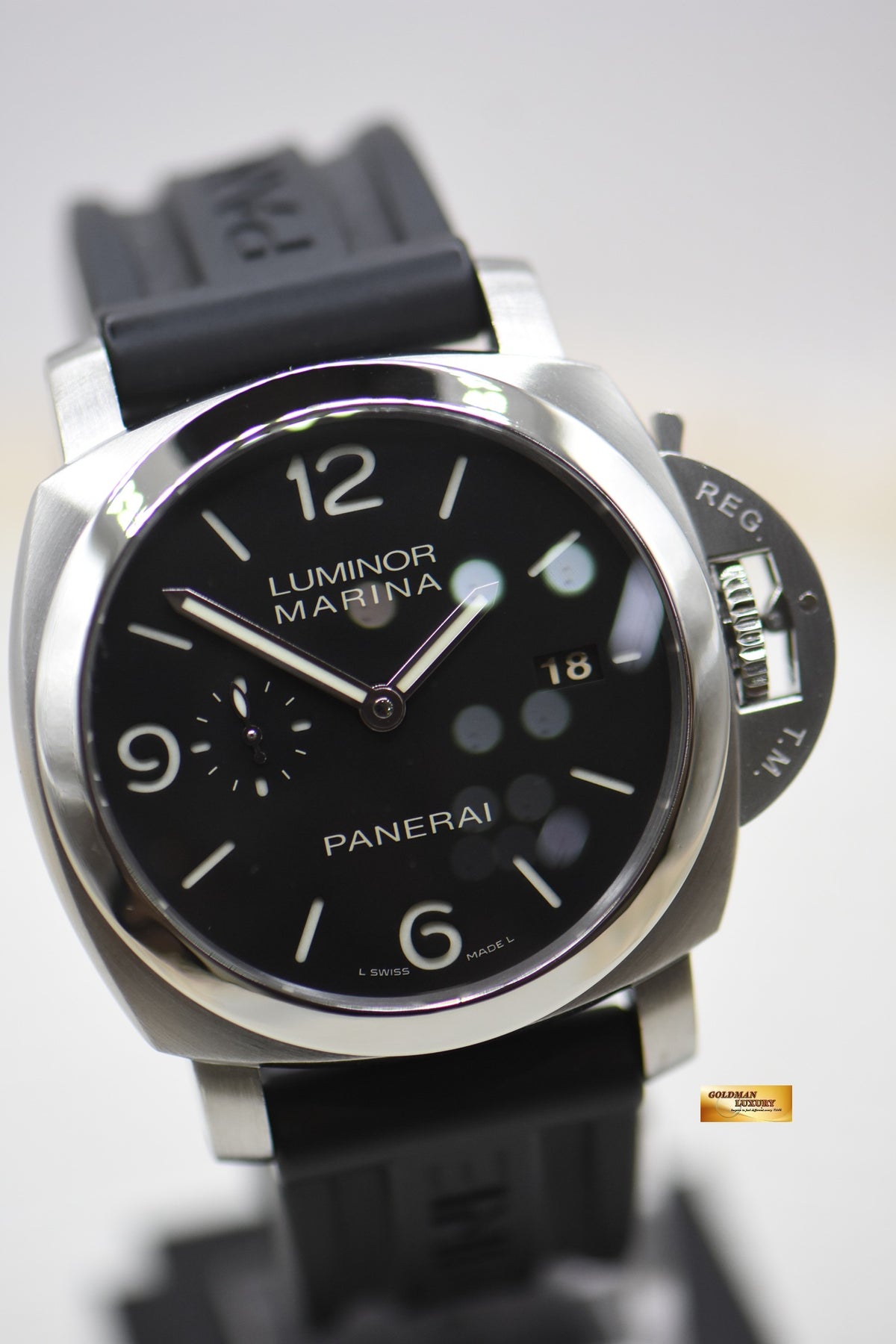 PANERAI LUMINOR MARINA 1950 CASE 44mm STEEL IN LEATHER P.9000 AUTOMATIC PAM 312 (MINT)