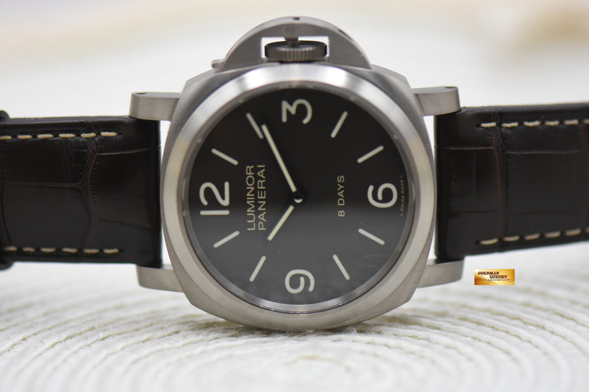 PANERAI LUMINOR TOBACCO BROWN 44mm TITANIUM LEATHER STRAP MANUAL PAM 562 (MINT)