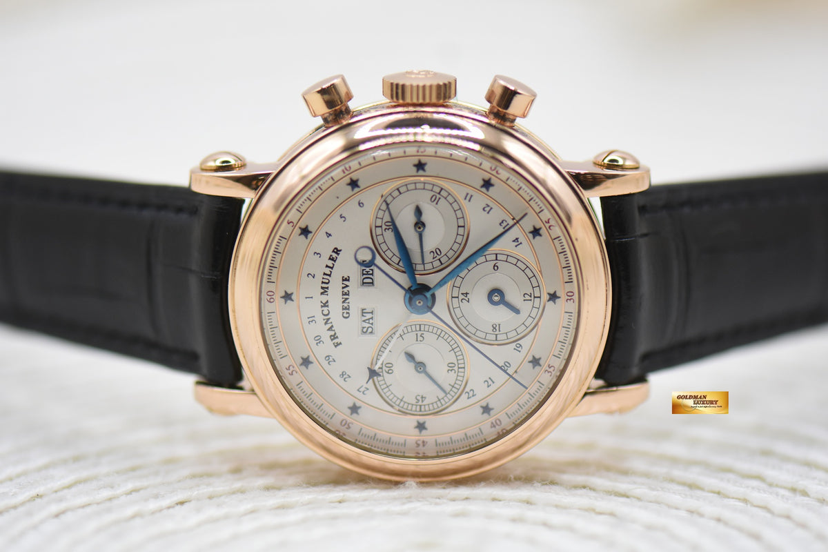 FRANCK MULLER COMPLETE CALENDAR CHRONOGRAPH YELLOW GOLD IN LEATHER STRAP MANUAL WINDING 7000CC (MINT)