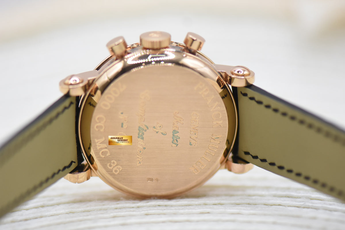 FRANCK MULLER COMPLETE CALENDAR CHRONOGRAPH YELLOW GOLD IN LEATHER STRAP MANUAL WINDING 7000CC (MINT)