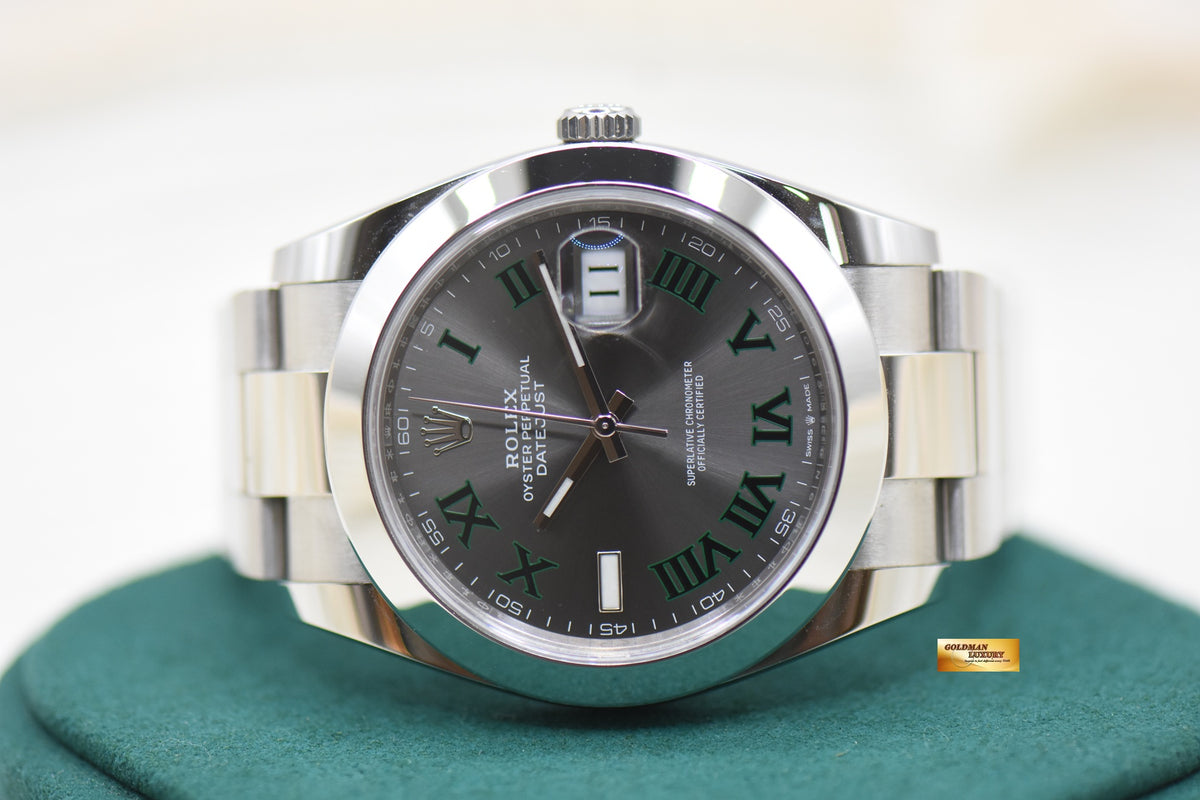 ROLEX OYSTER DATEJUST 41mm STEEL IN OYSTER BRACELET WIMBLEDON DIAL 126300 (MINT)