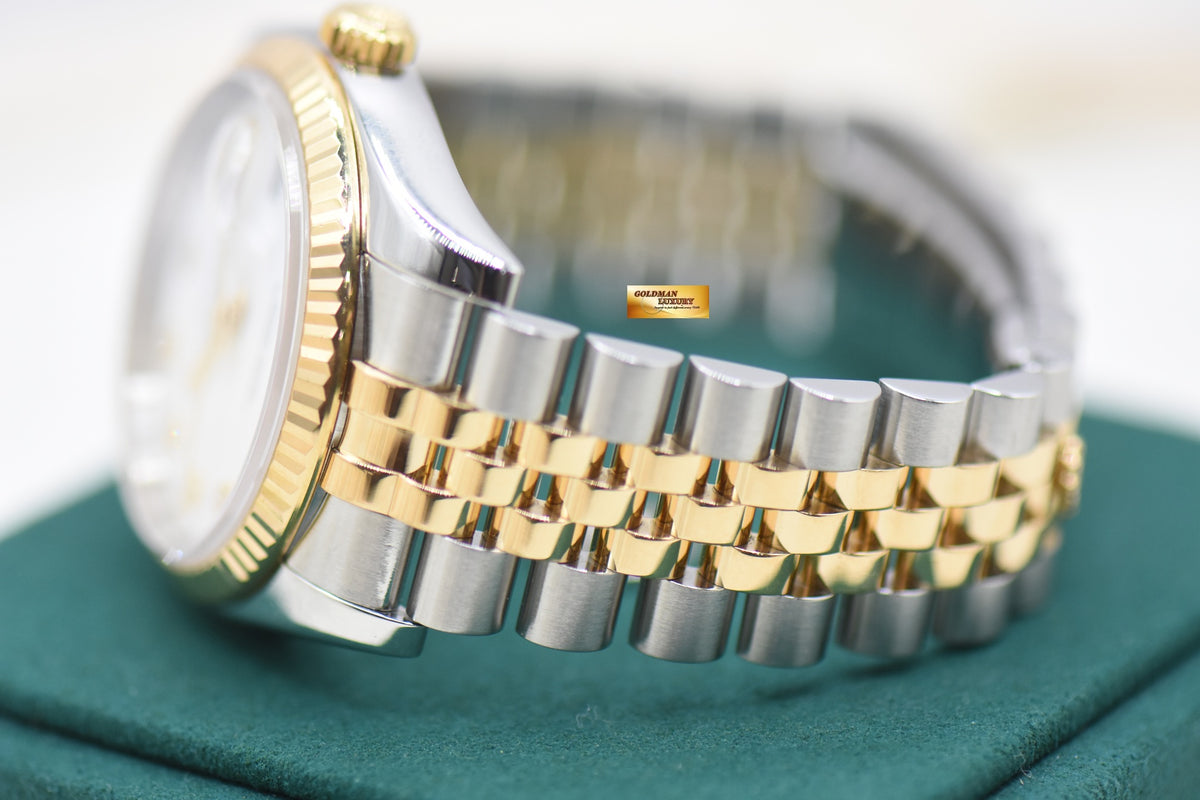 ROLEX OYSTER DATEJUST 36mm HALF-GOLD JUBILEE BRACELET DIAMOND WHITE DIAL 116233 (MINT)