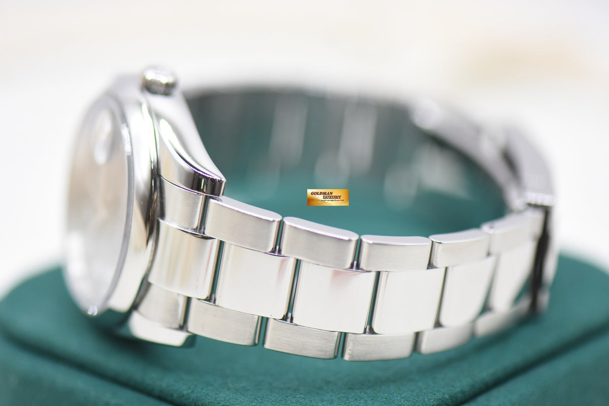 ROLEX OYSTER DATE 34mm STEEL OYSTER BRACELET BLACK ROMAN DIAL 115200 (MINT)