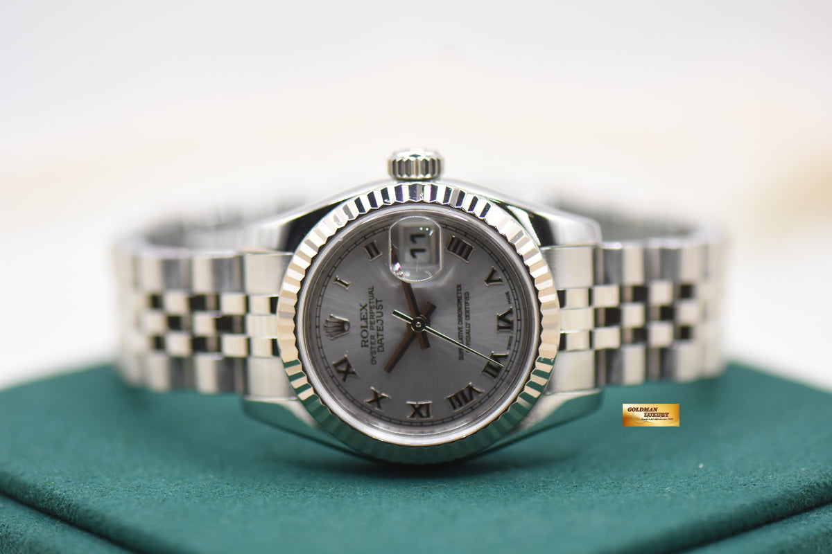 ROLEX OYSTER DATEJUST 26mm STEEL IN JUBILEE BRACELET SILVER ROMAN DIAL 179174 (MINT)