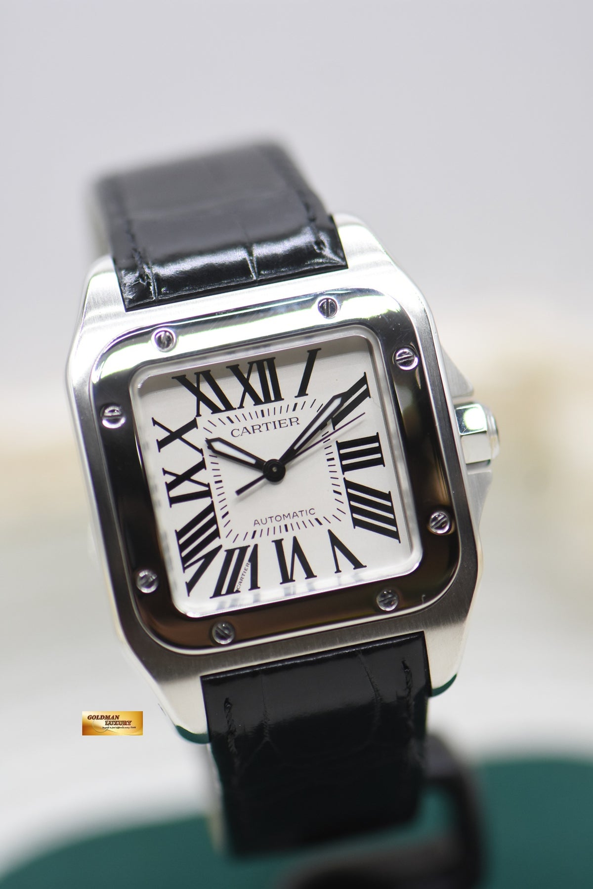 CARTIER SANTOS 100 MIDSIZE STEEL IN LEATHER STRAP AUTOMATIC 2878 (LNIB)