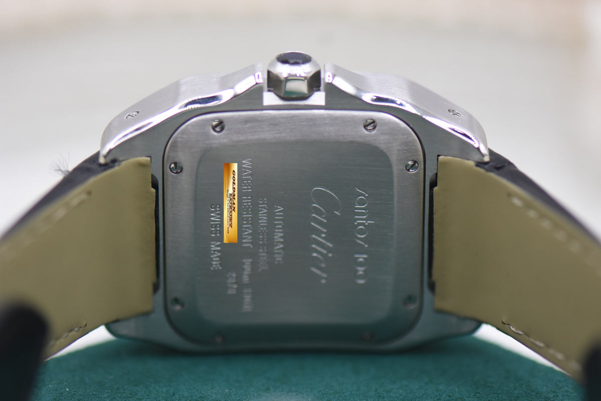 CARTIER SANTOS 100 MIDSIZE STEEL IN LEATHER STRAP AUTOMATIC 2878 (LNIB)