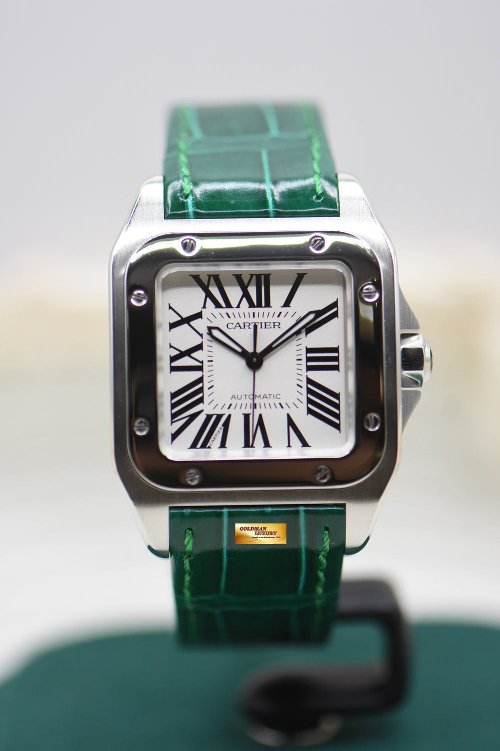 CARTIER SANTOS 100 MIDSIZE STEEL IN LEATHER STRAP AUTOMATIC 2878 (LNIB)