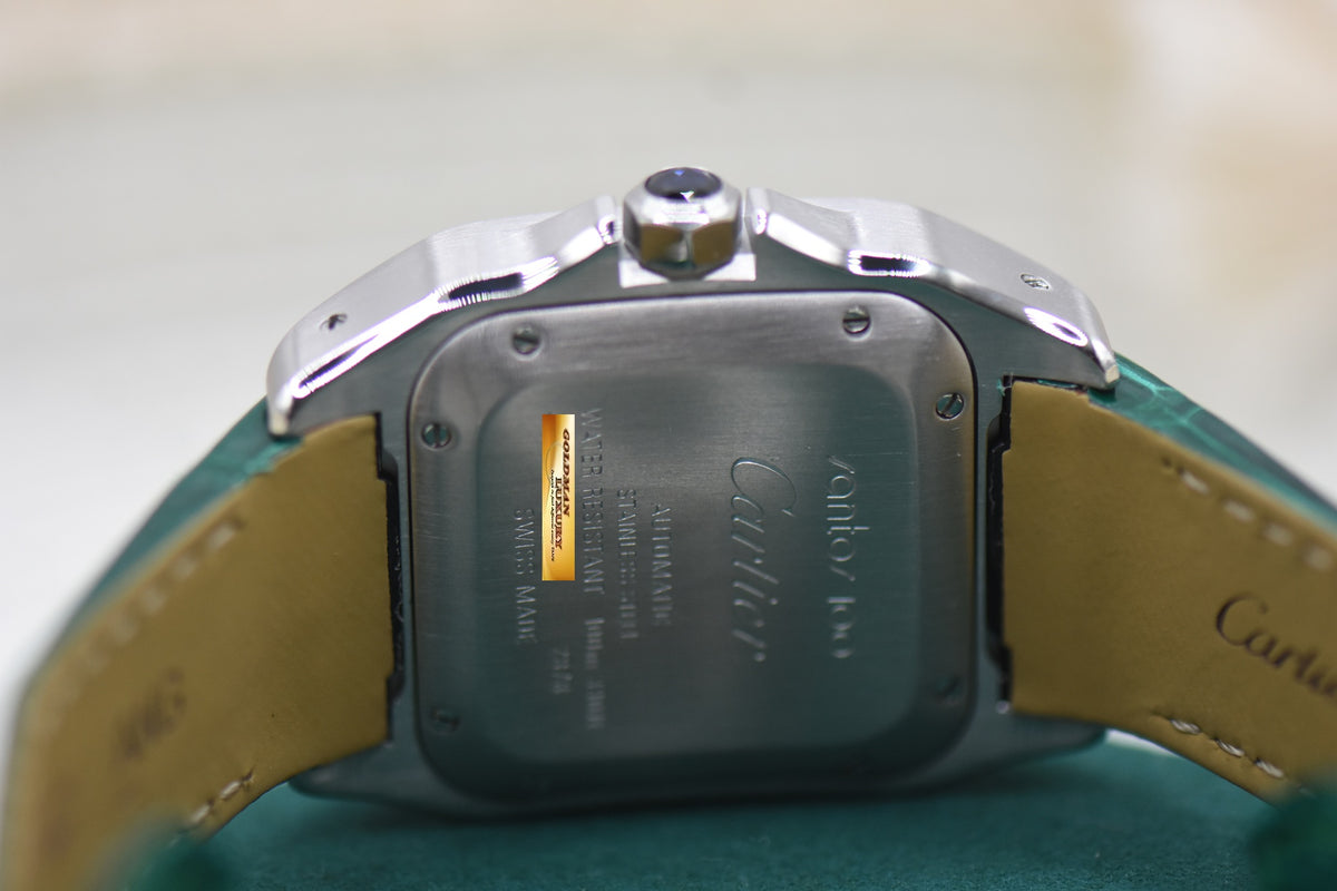 CARTIER SANTOS 100 MIDSIZE STEEL IN LEATHER STRAP AUTOMATIC 2878 (LNIB)