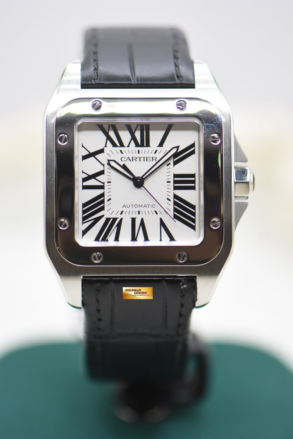 CARTIER SANTOS 100XL STEEL IN LEATHER BLACK STRAP AUTOMATIC W20073X8 (LNIB)