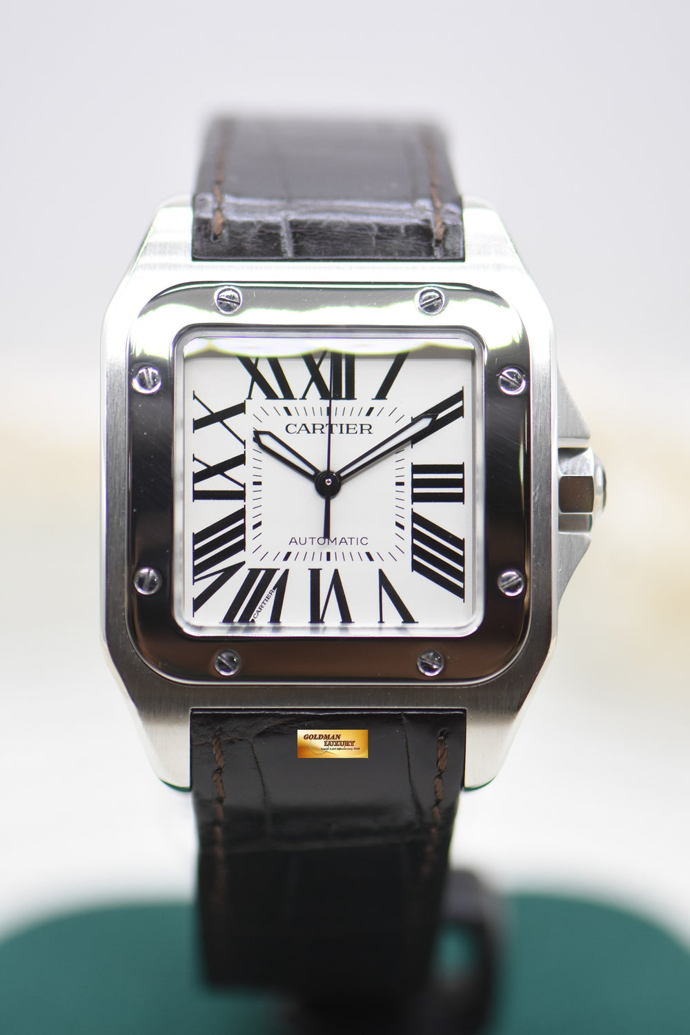 CARTIER SANTOS 100XL STEEL IN LEATHER BROWN STRAP AUTOMATIC W20073X8 (LNIB)