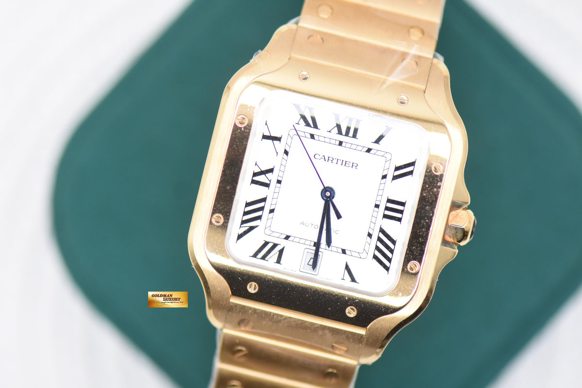 [SOLD] SANTOS De CARTIER LARGE YELLOW GOLD BRACELET AUTOMATIC WGSA0029 (NEW)