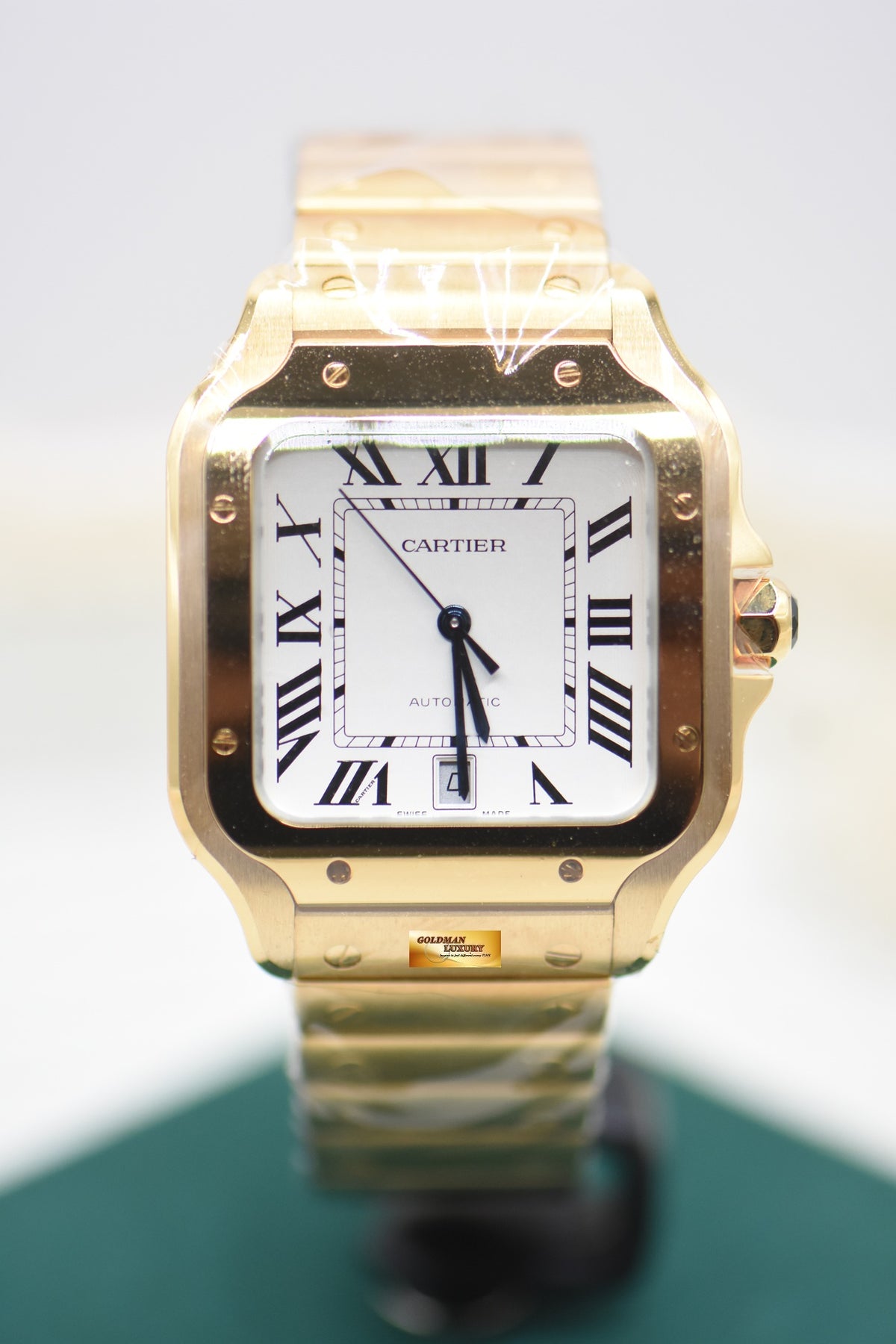 [SOLD] SANTOS De CARTIER LARGE YELLOW GOLD BRACELET AUTOMATIC WGSA0029 (NEW)
