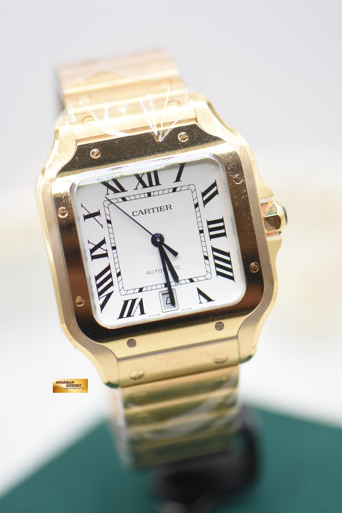 [SOLD] SANTOS De CARTIER LARGE YELLOW GOLD BRACELET AUTOMATIC WGSA0029 (NEW)