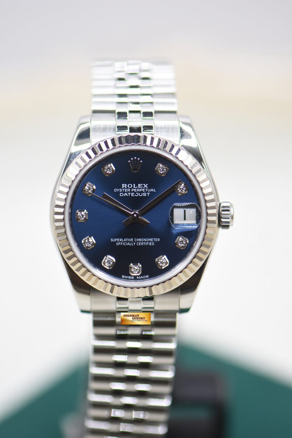 ROLEX OYSTER DATEJUST 31mm STEEL IN JUBILEE BRACELET DIAMOND BLUE DIAL AUTOMATIC 178274 (MINT)