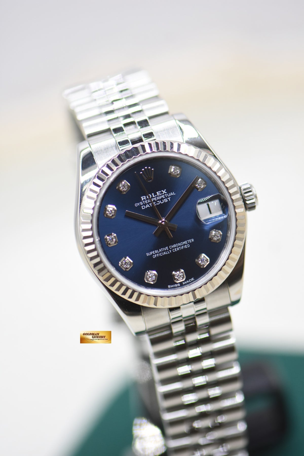 ROLEX OYSTER DATEJUST 31mm STEEL IN JUBILEE BRACELET DIAMOND BLUE DIAL AUTOMATIC 178274 (MINT)
