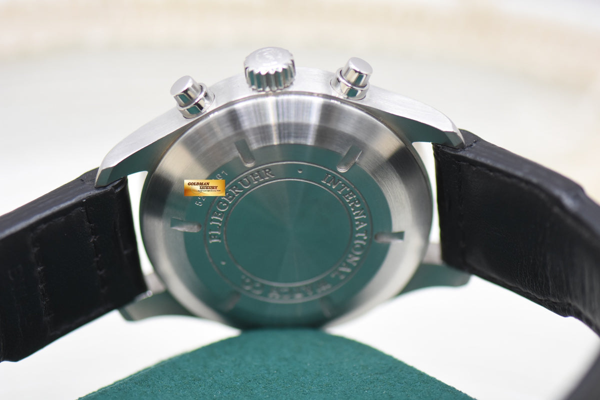 IWC PILOT CHRONOGRAPH 43mm STEEL BLACK IN LEATHER STRAP AUTOMATIC IW3777-01 (MINT)