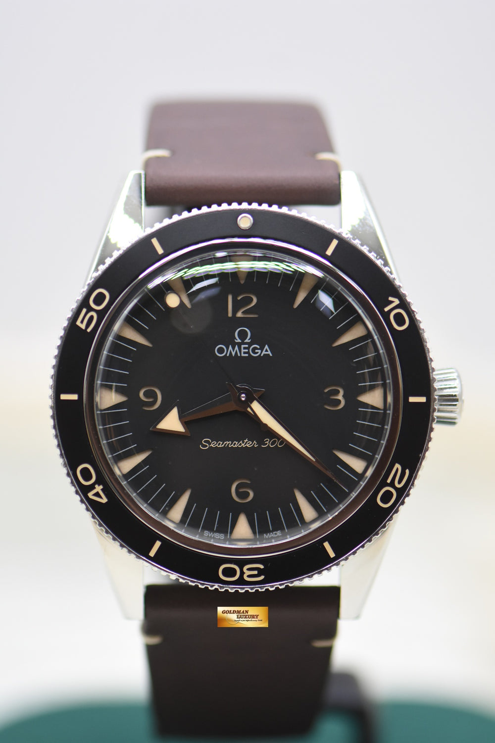 OMEGA SEAMASTER 300 41mm STEEL IN BROWN STRAP VINTAGE-STYLE DIAL AUTOMATIC 234.32.41.21.01.001 (MINT)