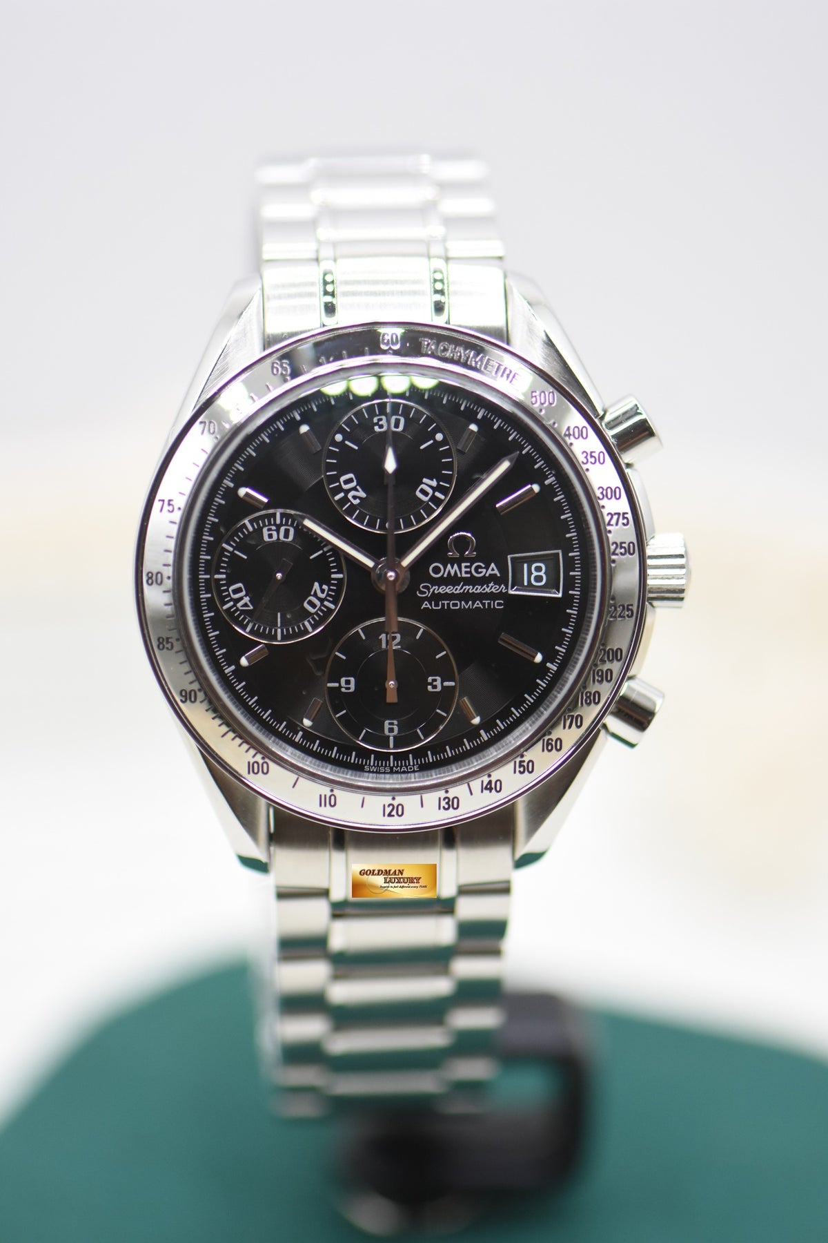 OMEGA SPEEDMASTER CHRONOGRAPH DATE 39mm STEEL IN BRACELET BLACK DIAL 3513.5000 (MINT)
