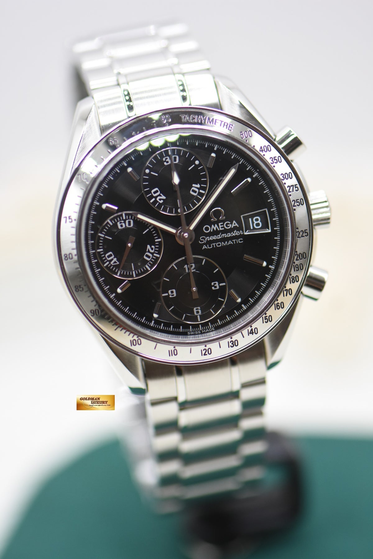 OMEGA SPEEDMASTER CHRONOGRAPH DATE 39mm STEEL IN BRACELET BLACK DIAL 3513.5000 (MINT)