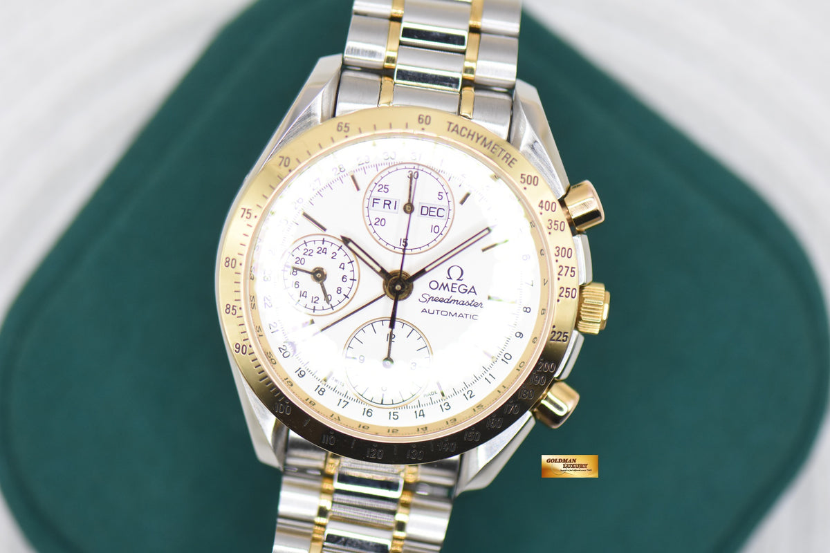 OMEGA SPEEDMASTER CHRONOGRAPH DAY-DATE-MONTH 39mm HALF-GOLD IN BRACELET WHITE DIAL 3321.3000 (MINT)