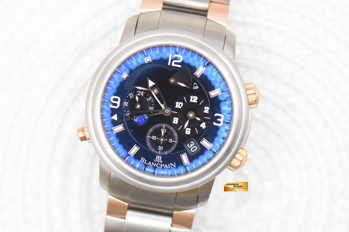 BLANCPAIN LEMAN REVEIL GMT ALARM 40mm TITANIUM/ROSE GOLD BRACELET 2041-12A30-63B (MINT)