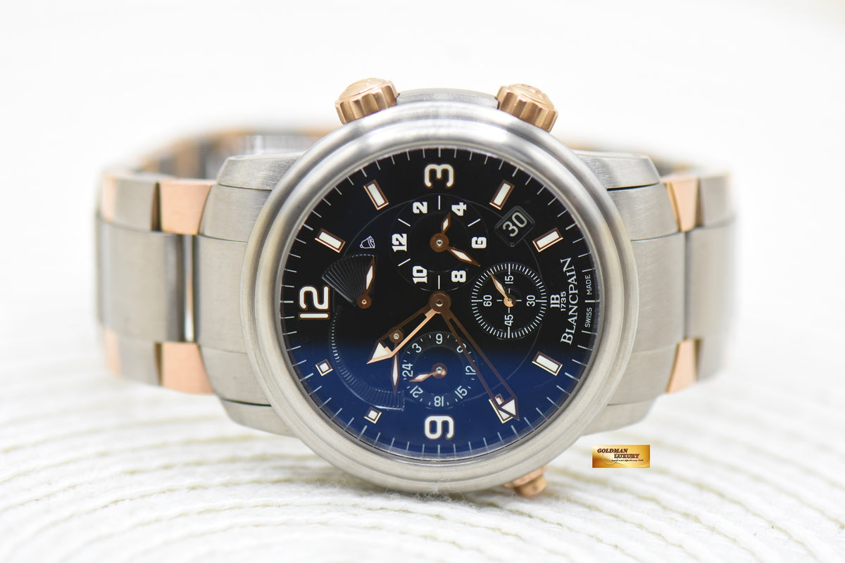 BLANCPAIN LEMAN REVEIL GMT ALARM 40mm TITANIUM/ROSE GOLD BRACELET 2041-12A30-63B (MINT)
