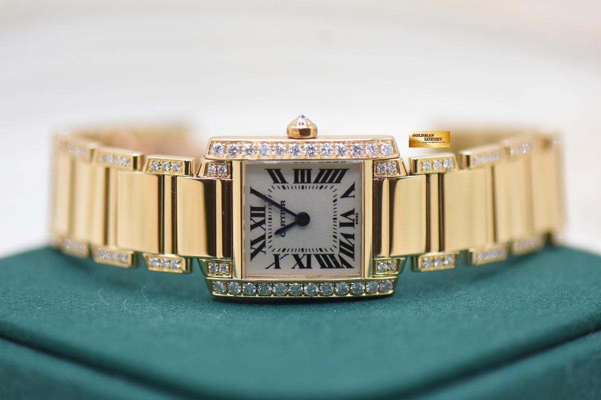 CARTIER TANK FRANCAISE LADIES DIAMONDS YELLOW GOLD BRACELET QUARTZ W500002N2 (MINT)