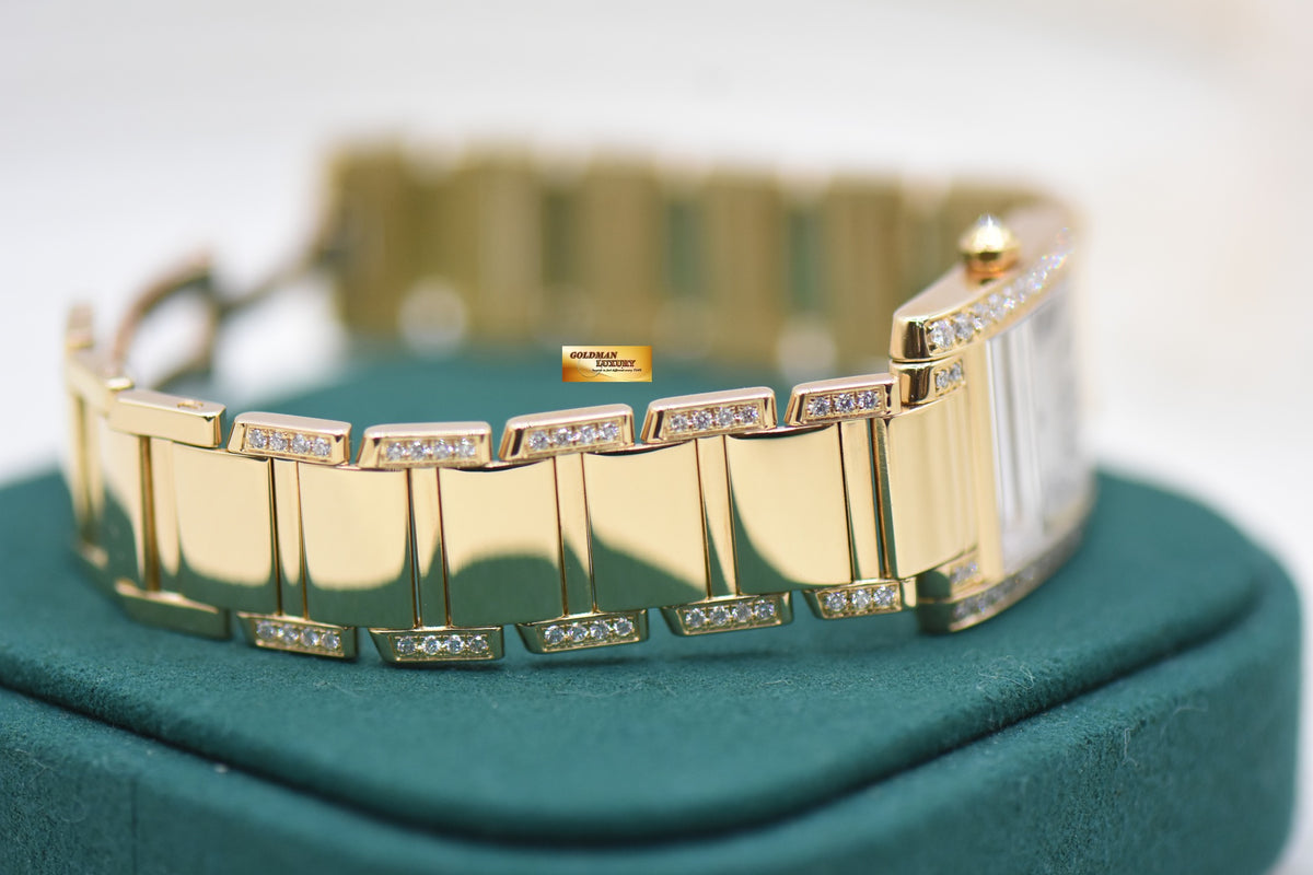 CARTIER TANK FRANCAISE LADIES DIAMONDS YELLOW GOLD BRACELET QUARTZ W500002N2 (MINT)