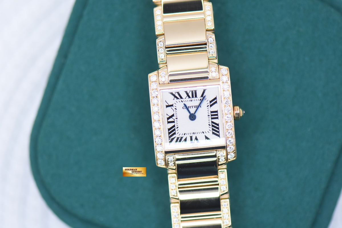 CARTIER TANK FRANCAISE LADIES DIAMONDS YELLOW GOLD BRACELET QUARTZ W500002N2 (MINT)