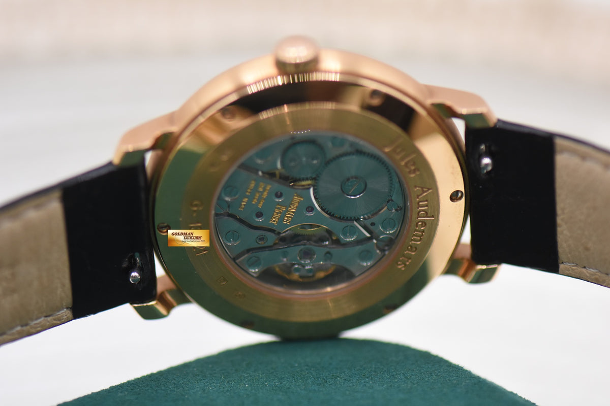 AP JULES AUDEMARS POWER RESERVE 36mm ROSE GOLD IN LEATHER STRAP MANUAL 25955OR (MINT)