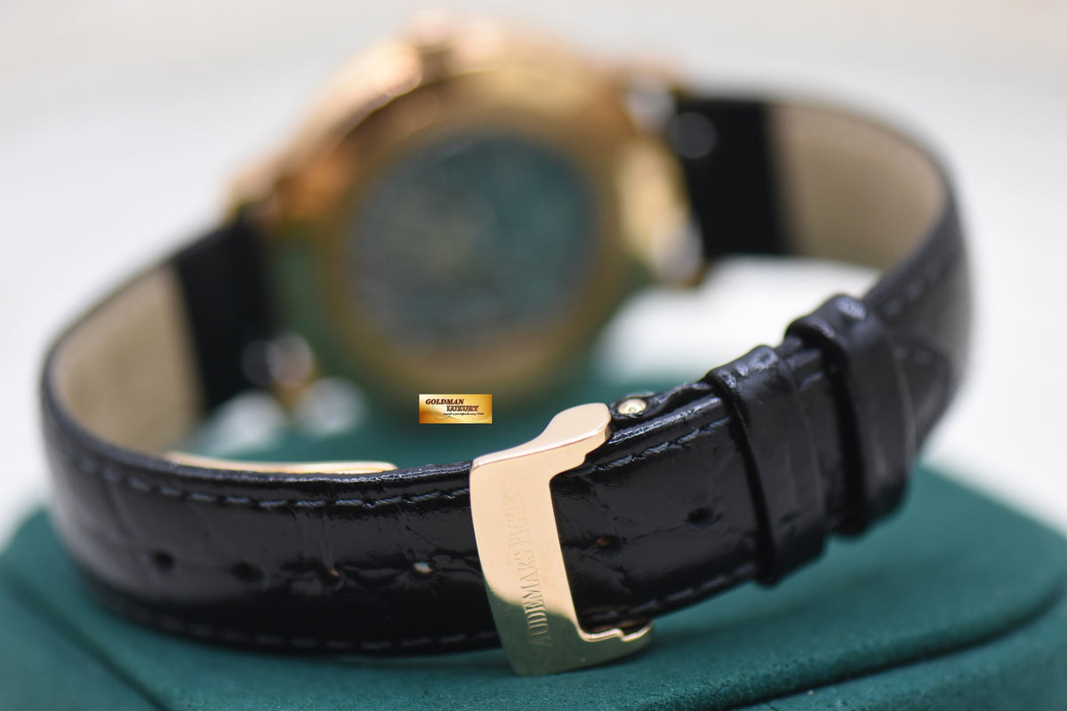 AP JULES AUDEMARS POWER RESERVE 36mm ROSE GOLD IN LEATHER STRAP MANUAL 25955OR (MINT)
