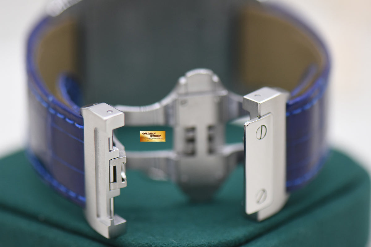 CARTIER SANTOS 100XL STEEL IN LEATHER BLUE STRAP AUTOMATIC W20073X8 (LNIB) (<LC> Collaborateur Series)